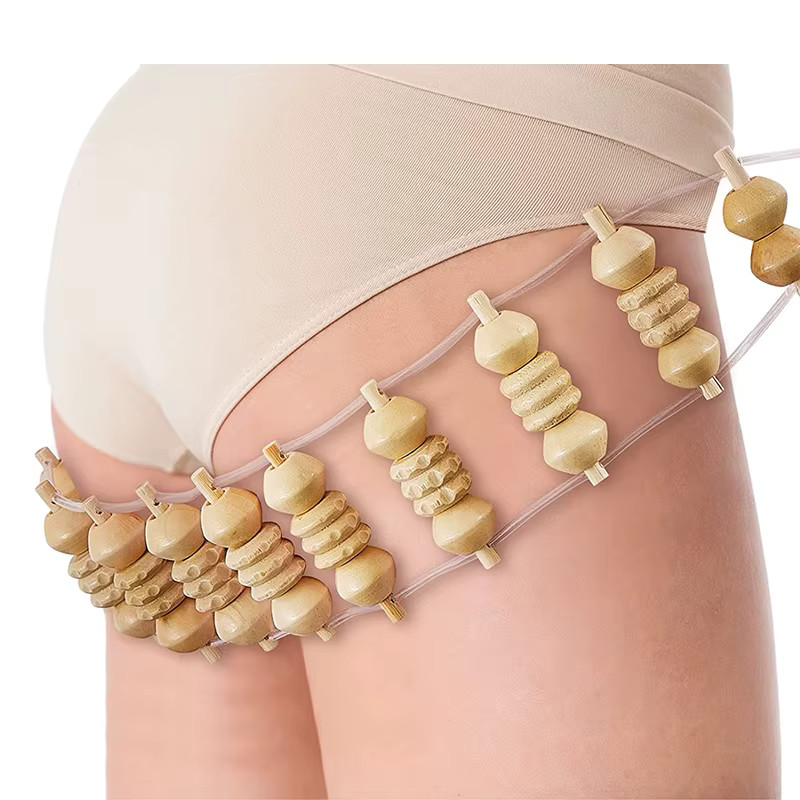 1pcs  Wooden Therapy Massage Tool Back Massager Roller Rope for Body Shaping Pai