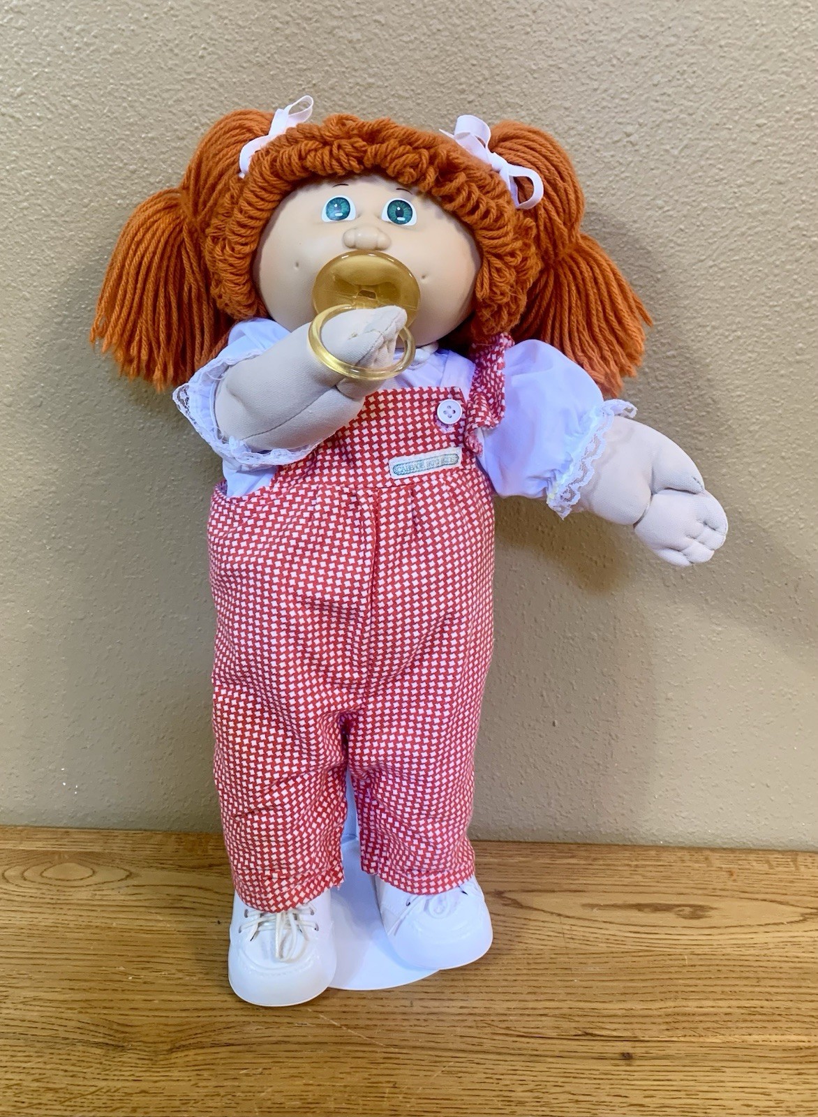 Vintage Cabbage Patch Kids Doll With Pacifier Girl W Red Hair PMI Factory