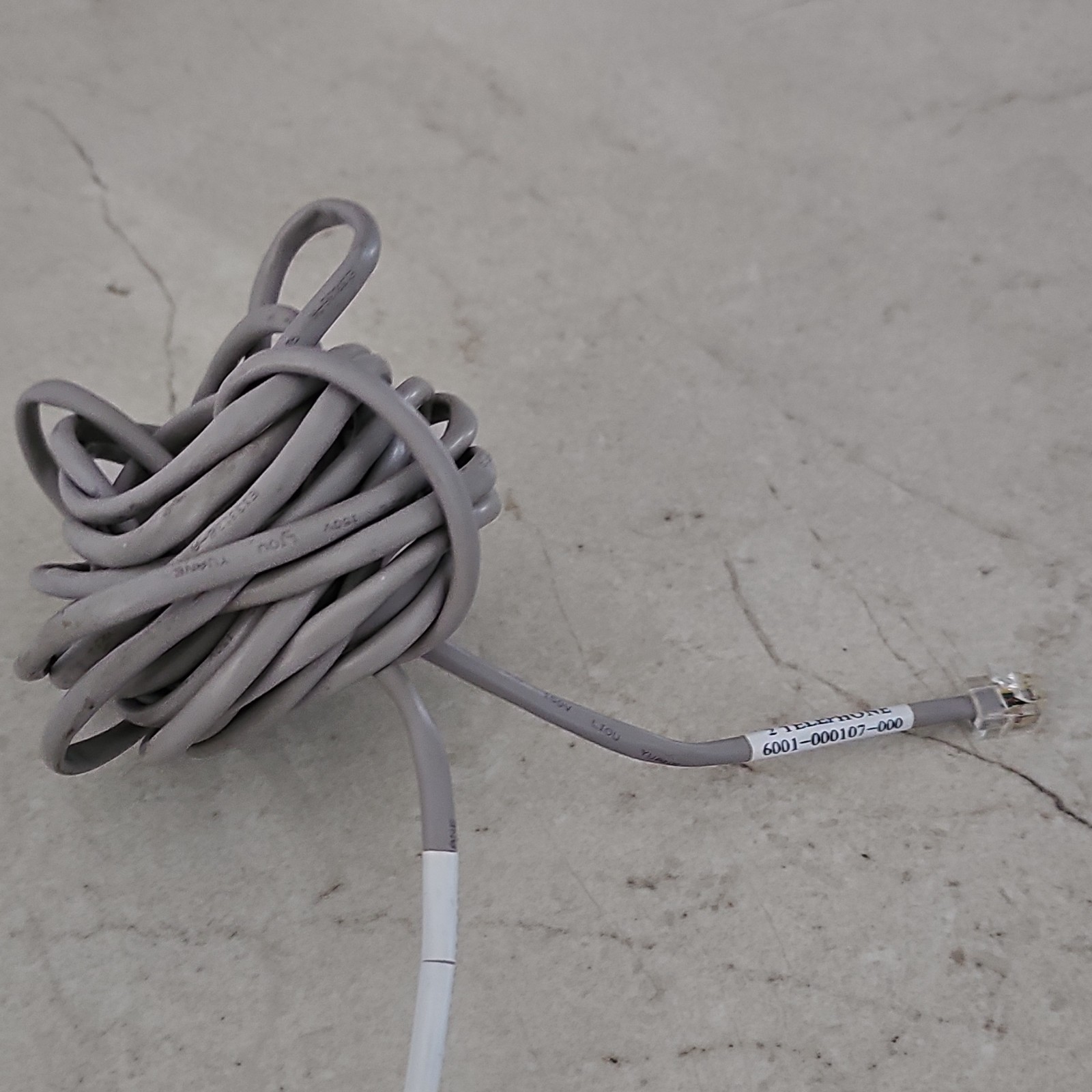 Gray Telephone Cable RJ-11 to RJ-11 Connector 6001-000107-000 MPN