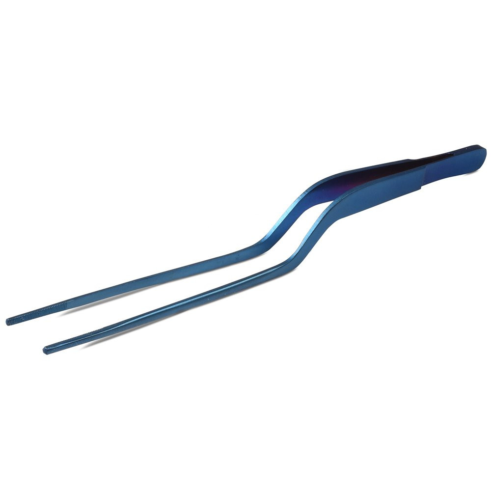 Blue Offset Fine Tip Tweezer 7.8 Inches