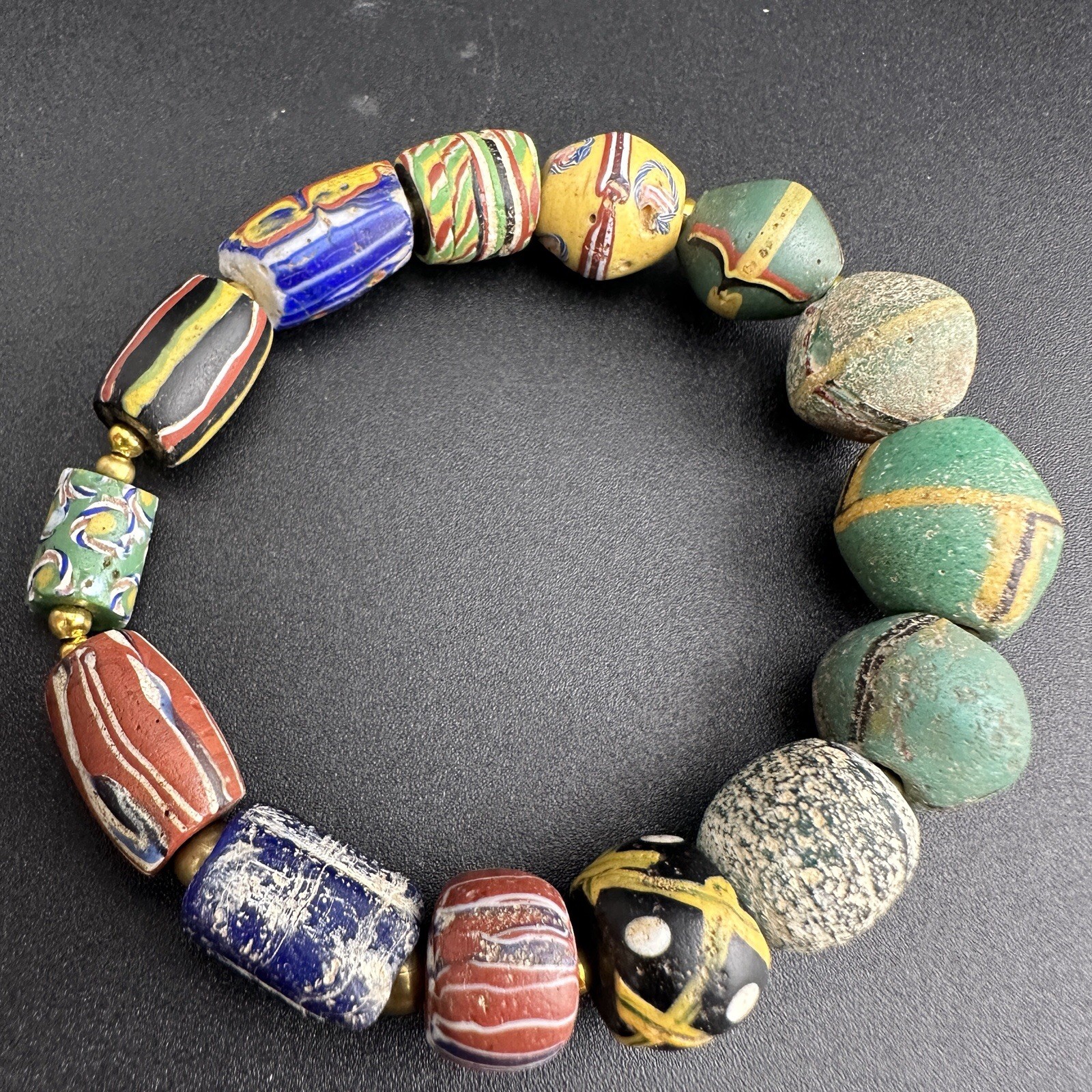 Premium Antique Venetian Mixed Trade Beads Ghana African Multicolor Bracelet