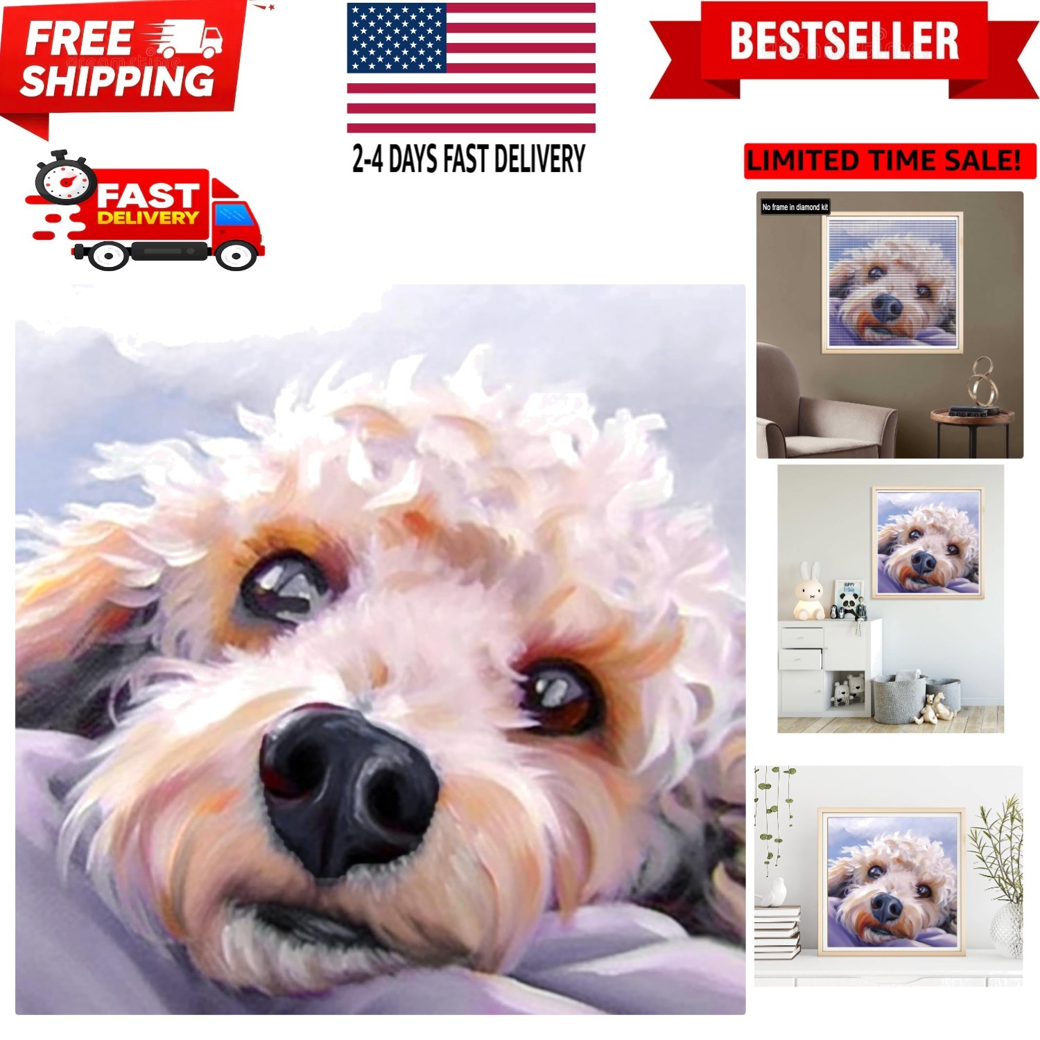 DIY 5D Diamond Painting Kits for Adults Dog Puppy - Diamond Art Kits for Adul...