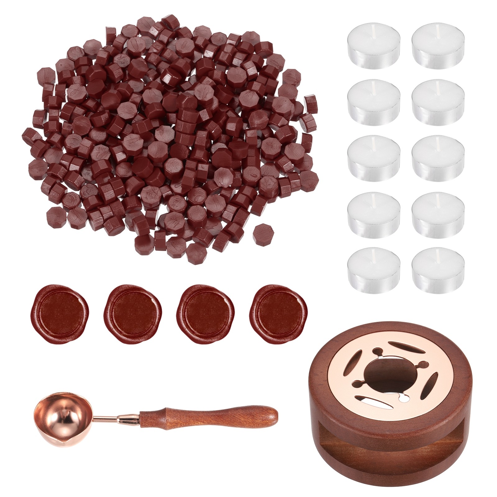 Wax Seal Kit, 300 Wax Beads, Candles, Brown Red