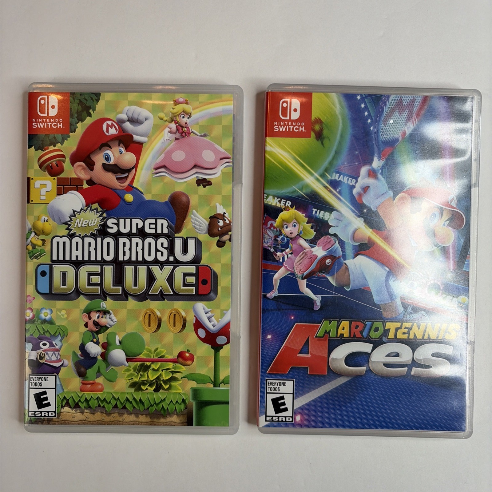 2 Games New Super Mario U Deluxe & Tennis Aces Nintendo Switch Bundle Lot CIB