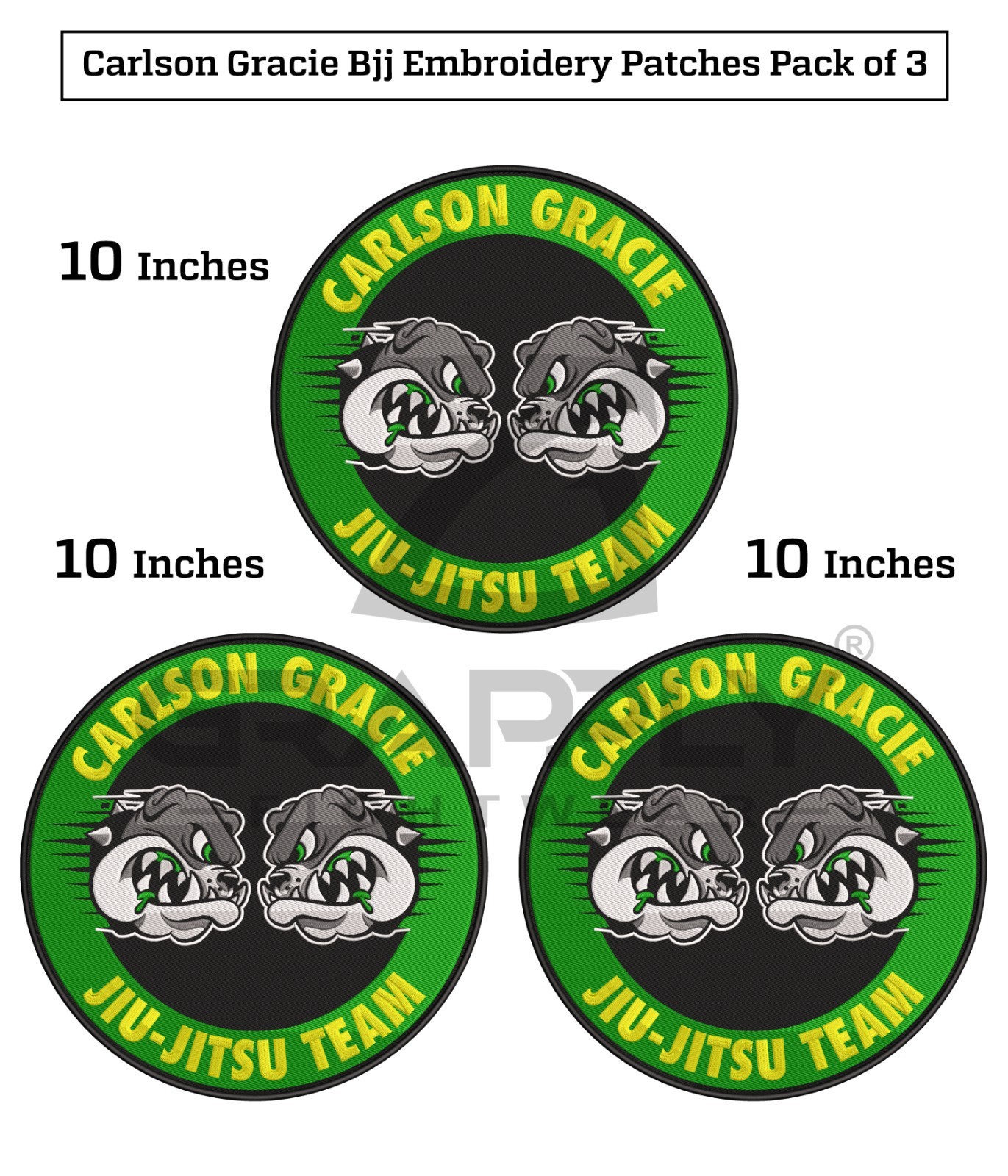 Large Carlson Gracie BJJ Patches Gracie Jiujitsu BJJ Embroidery Patches Pack 3