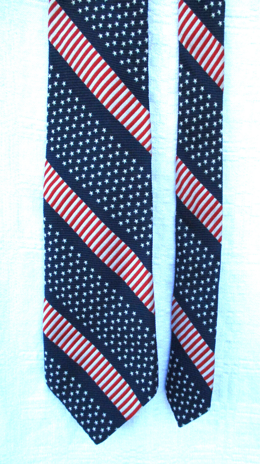 Wembley Suitmates Mens Tie America Stars and Regimental Stripe Vintage 1970s