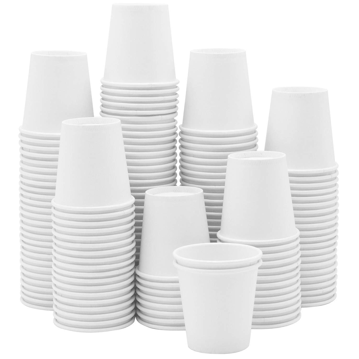 3 oz White Paper Cups [300 Count] Small Disposable Cups for Espresso, Tea, Sa...