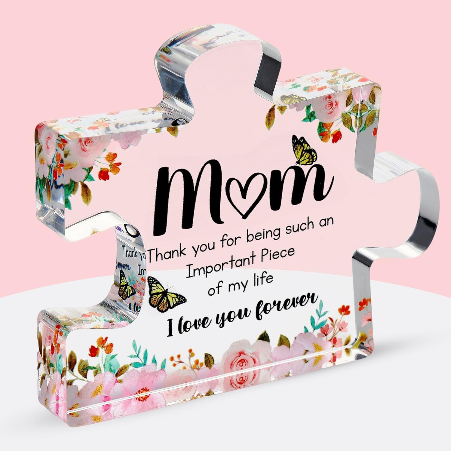 VELENTI Gifts for Mom - Cute Engraved Acrylic Block Puzzles Piece - Adorable Mom