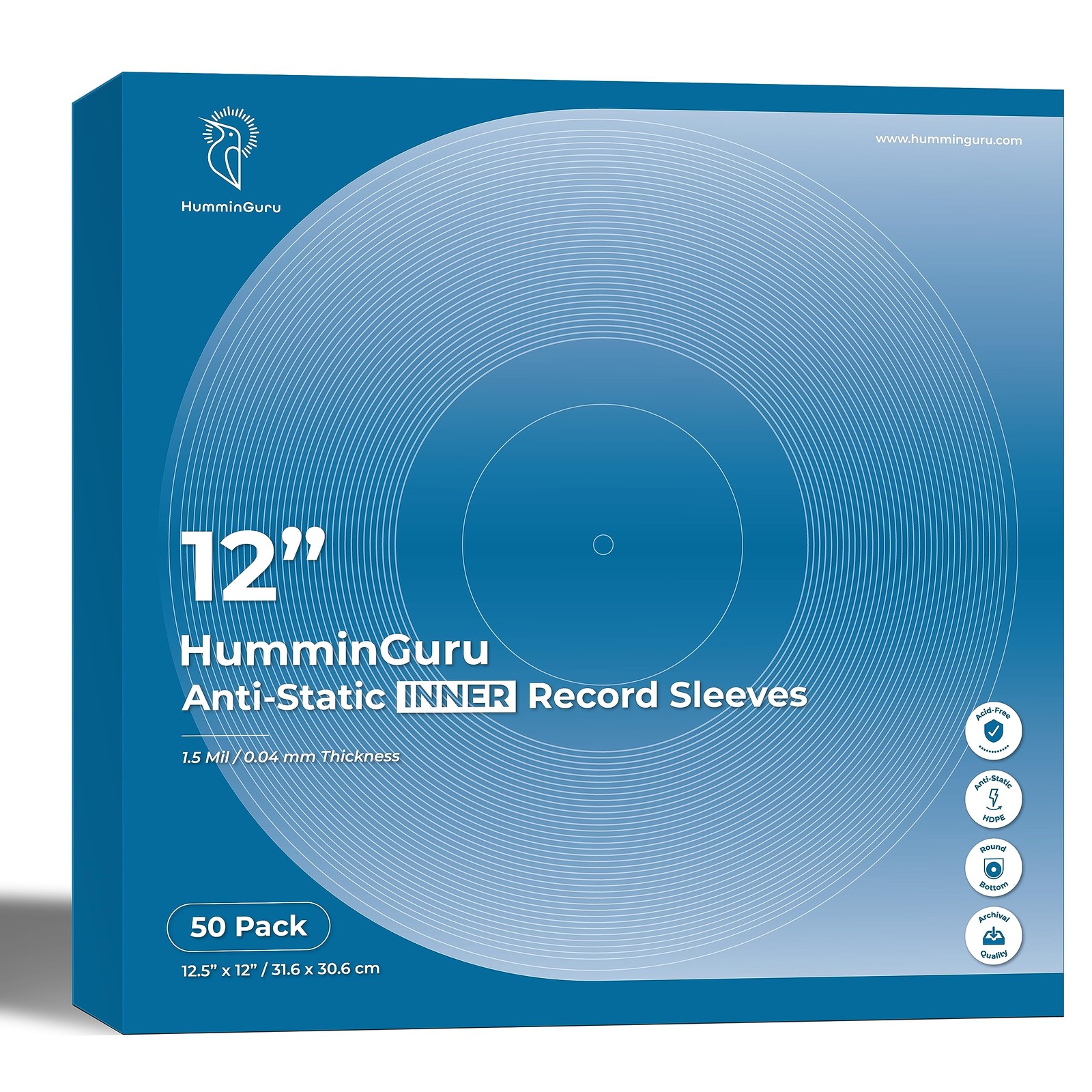 Vinyl Record Inner Sleeve 12 Inch, Acid Free & Anti Static Vinyl Sleeves, 1.5...