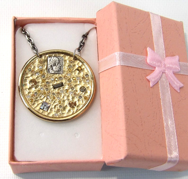 TAT2 Designs Pave CZs & 925 2-Tone French 14k Gold Plate Pendant 31" Necklace