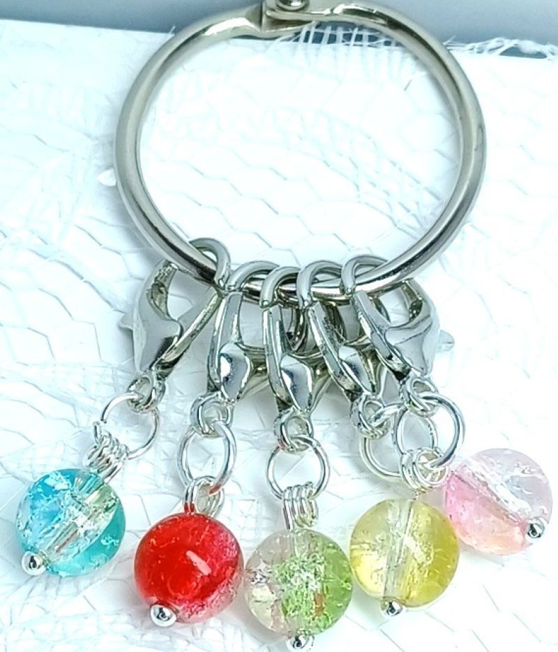 MikieLou Stitch Markers PremiumMulticolor Crackle Glass Knitting Crochet US Ship