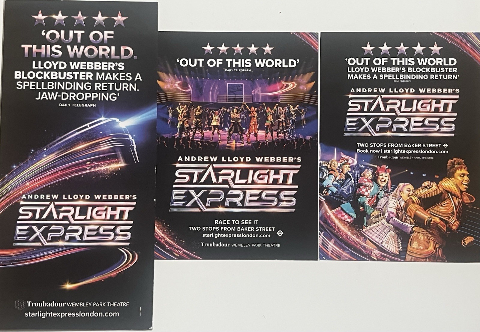 STARLIGHT EXPRESS MUSICAL THEATRE FLYER+ POSTCARDS-TROUBADOUR WEMBLEY PARK