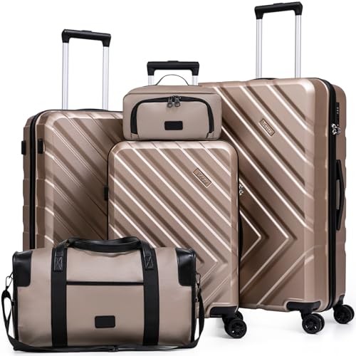 Luggage Sets 5 Piece, Suitcases with Wheels, ABS Hard Case 5piece Champagne