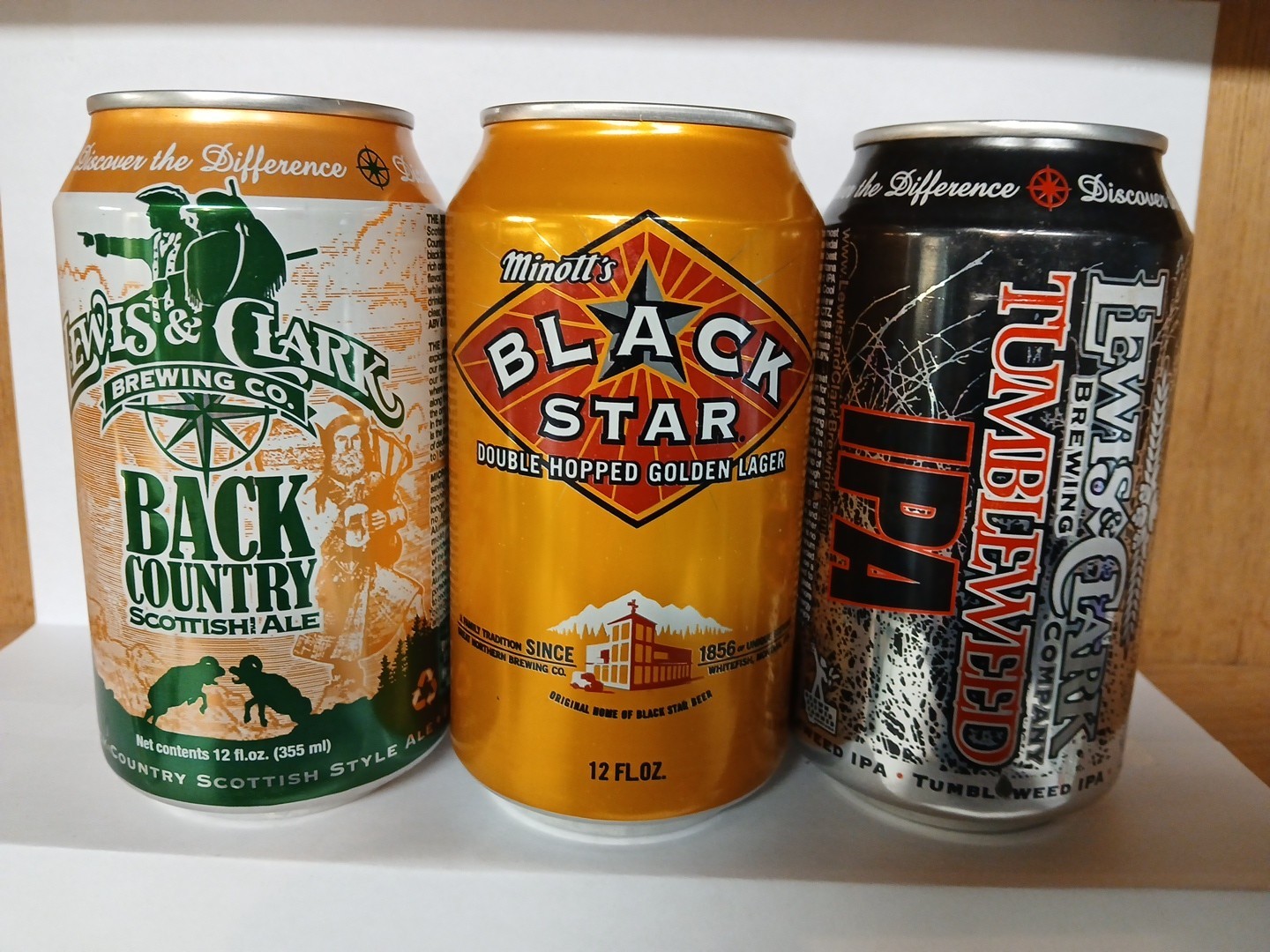 Montana Beer Cans, Lewis & Clark Tbleweef, BACK Country Ale, Black Star