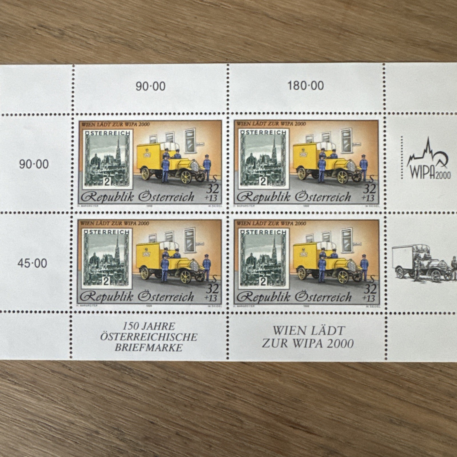 AUSTRIA 1998 Mi 2270 block of 4 2000 WIPA Mini sheet MNH