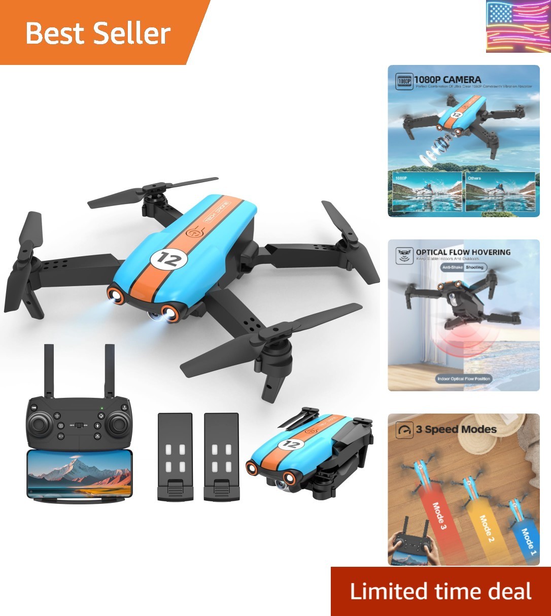 Drone with Camera for Adults, Foldable 2.4GHz FPV Drone for Beginner and Adul...