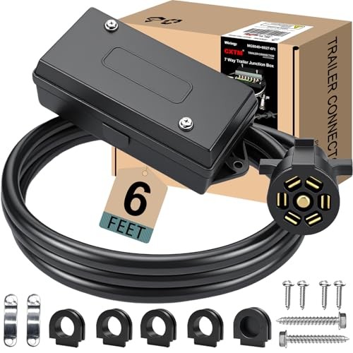 7 Pin Trailer Wiring Harness Kit 6 Feet, 7 Gang 6FT with Junction Box