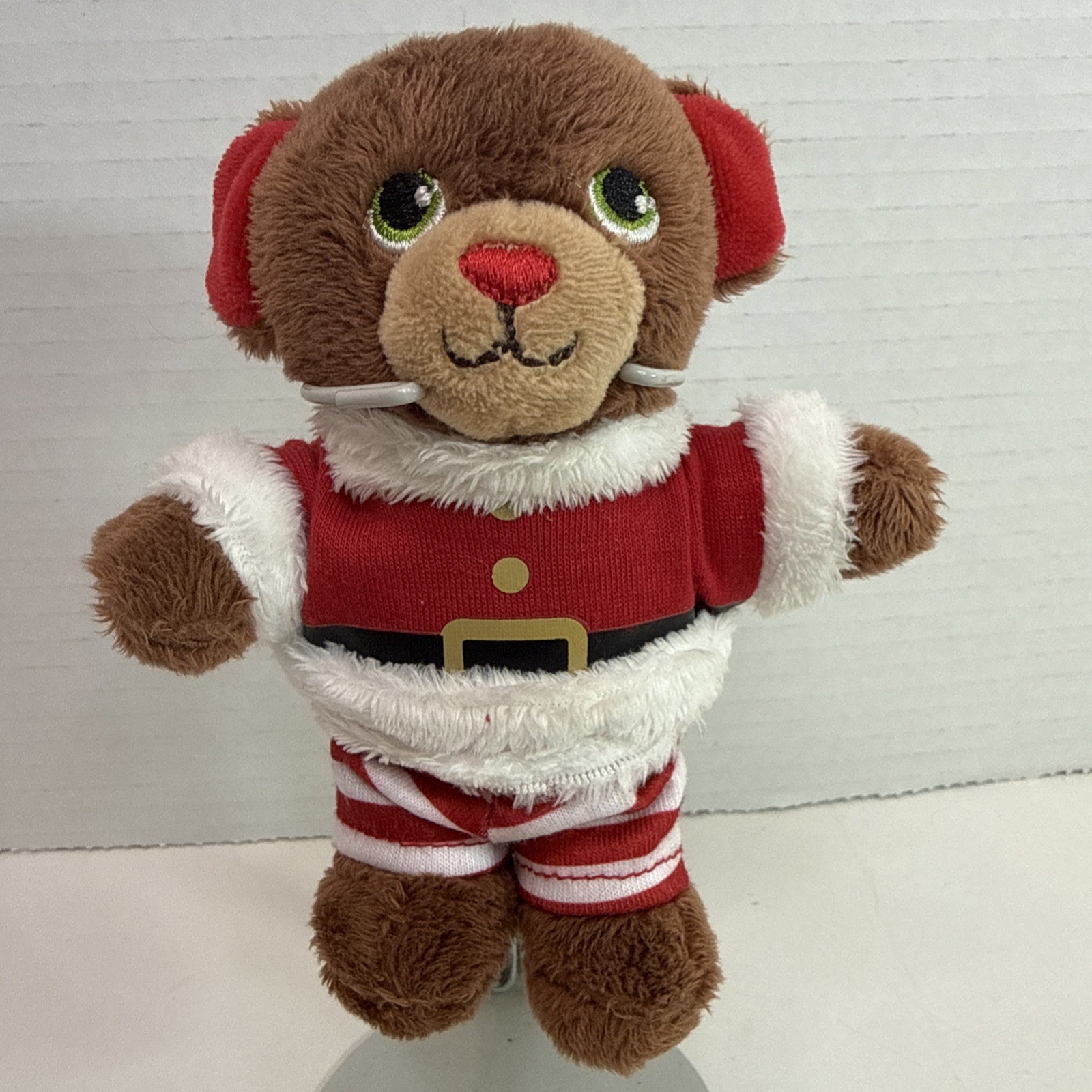 Build A Bear Christmas Holiday Mini Bear 5 Inch - Brown Santa Bear No Hat