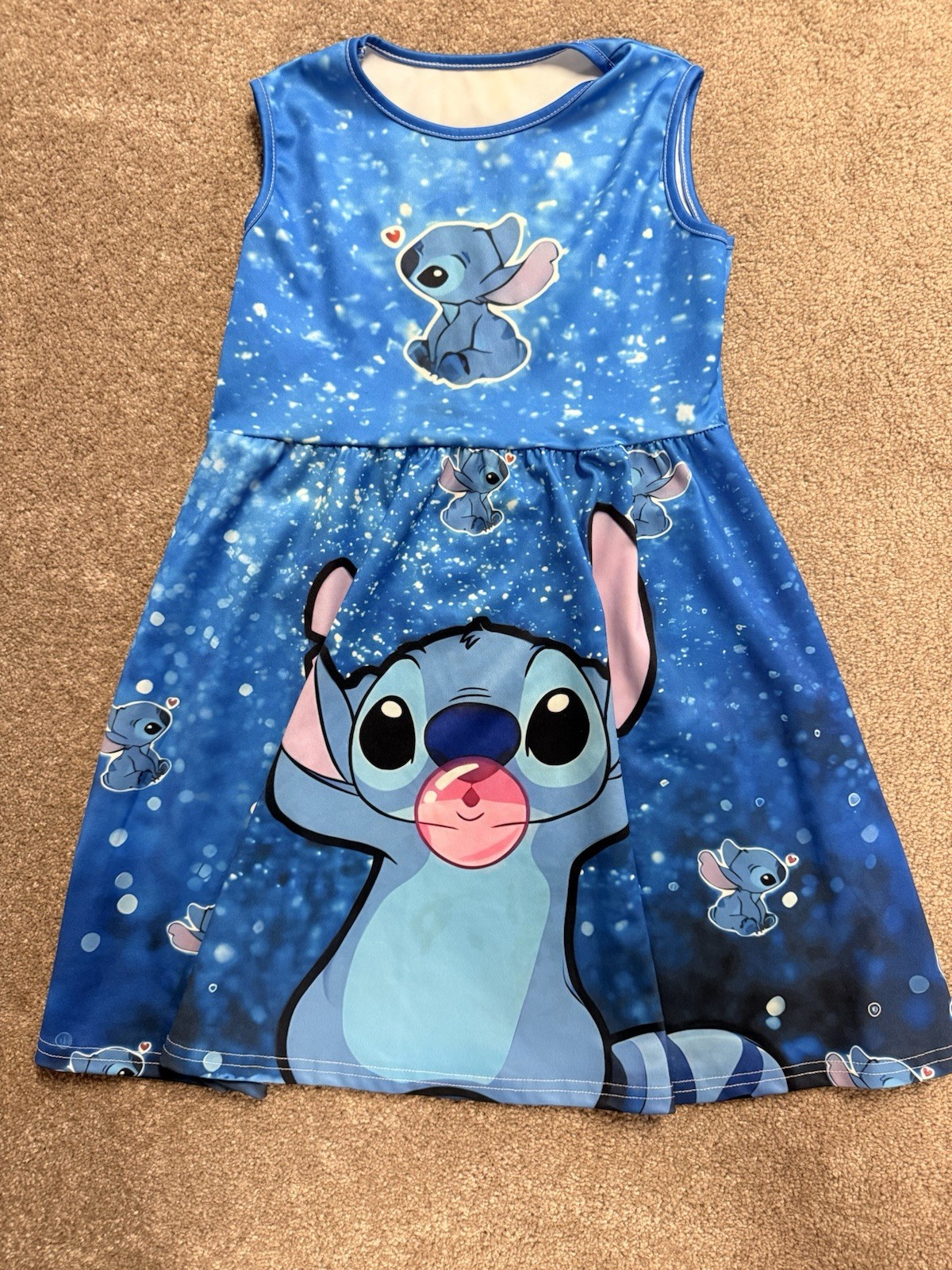 Girl’s Sleeveless Disney Stitch Blue Dress - Size 7-8 - NEW