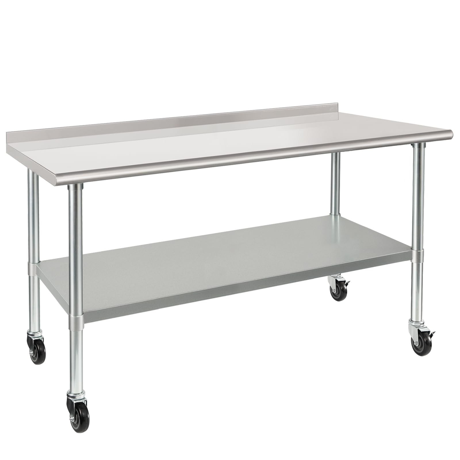 HARDURA Stainless Steel Table 30 x 60 Inches with Wheels Casters NSF Heavy Du...
