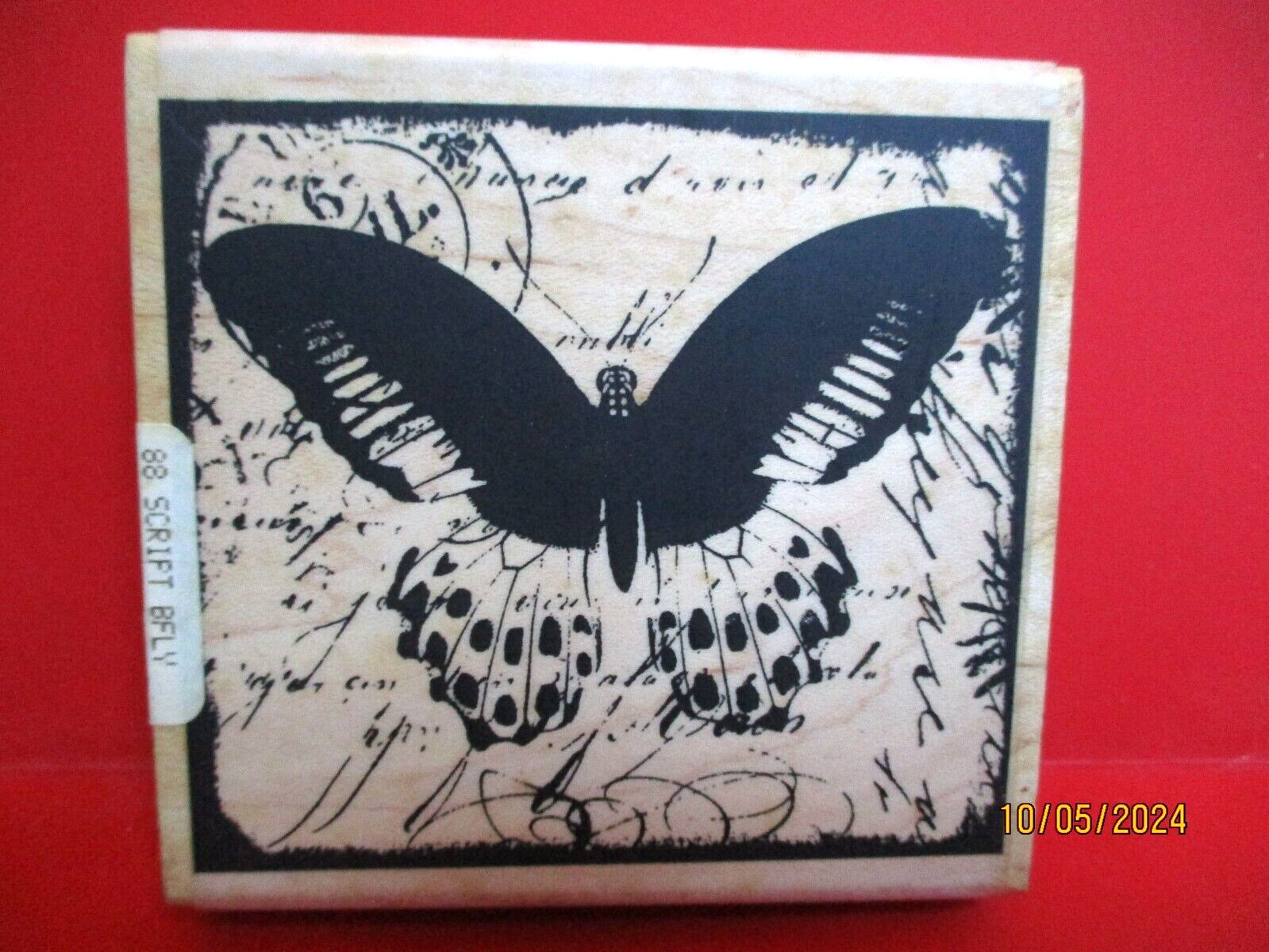 BUTTERFLY SCRIPTED STAMPINGTON RUBBER STAMP WOOD  MTD C8231