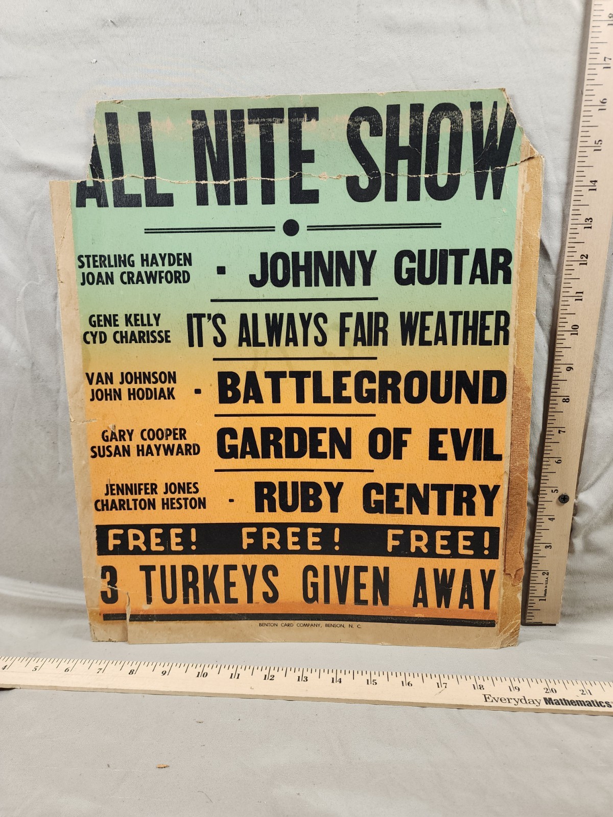 Antique Movie Theatre Movie Bill/Poster Joan Crawford Gary Cooper CharltonHeston