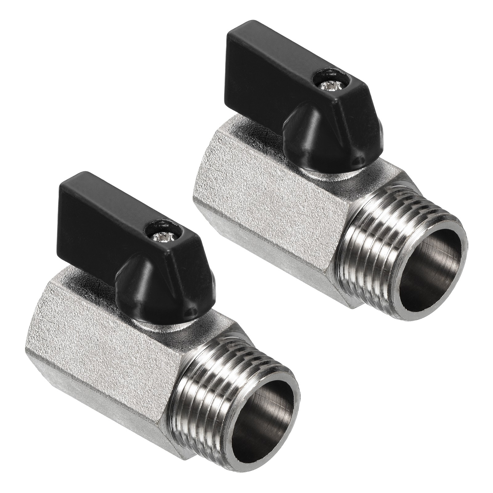 1/2 NPT Brass Mini Ball Valve, 2pcs NPT Female Male Valve, Black