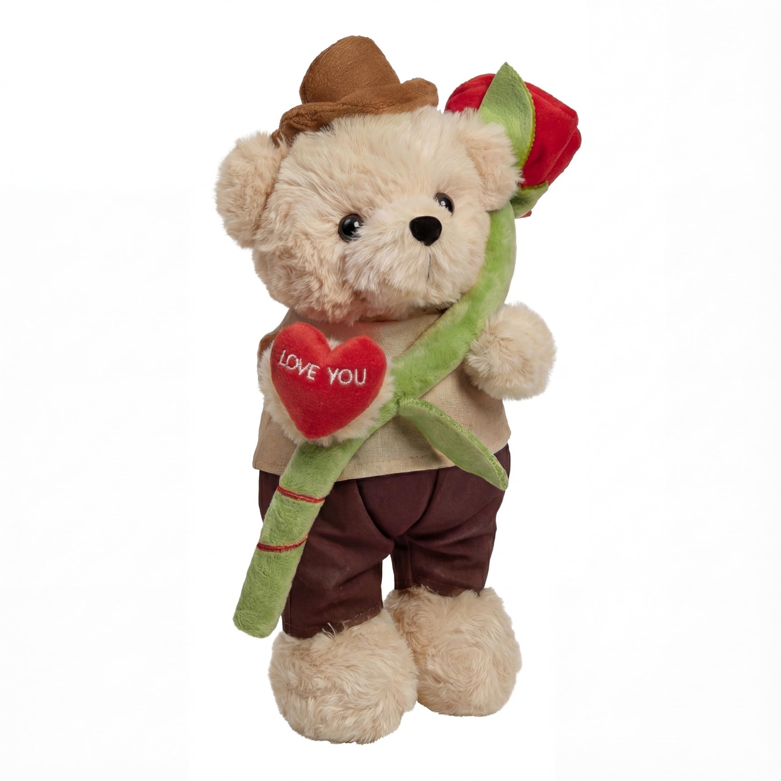 SHSEEN 11" Rose Teddy Bear Stuffed Animal  Soft Plush Toy with Red Rose & Hea...