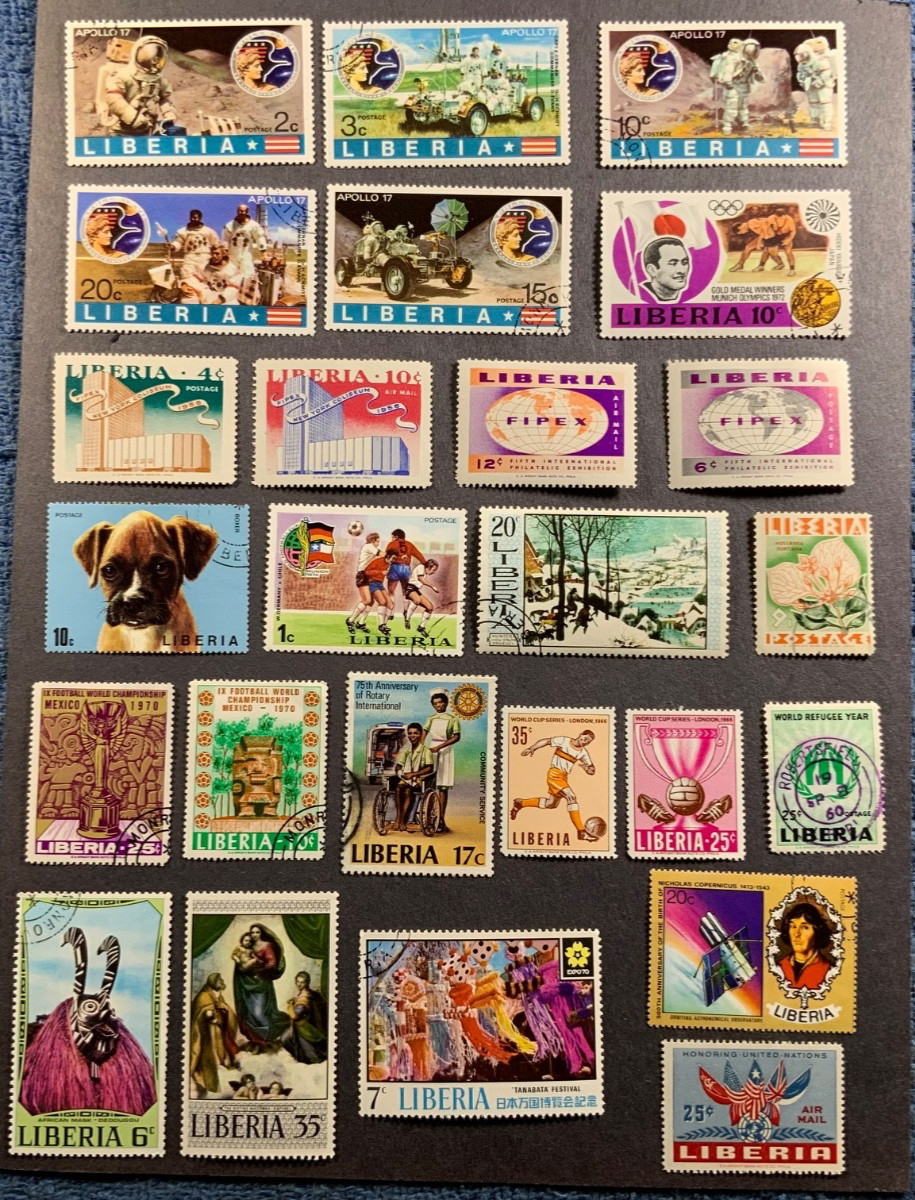 Lot of Liberia Stamps, Large, Colorful, All Different Liberia Stamps