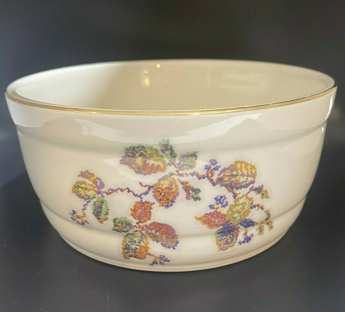 Vintage Pantry Bak-In Ware 7.25" Mixing Bowl by Crooksville Needlepoint Pattern