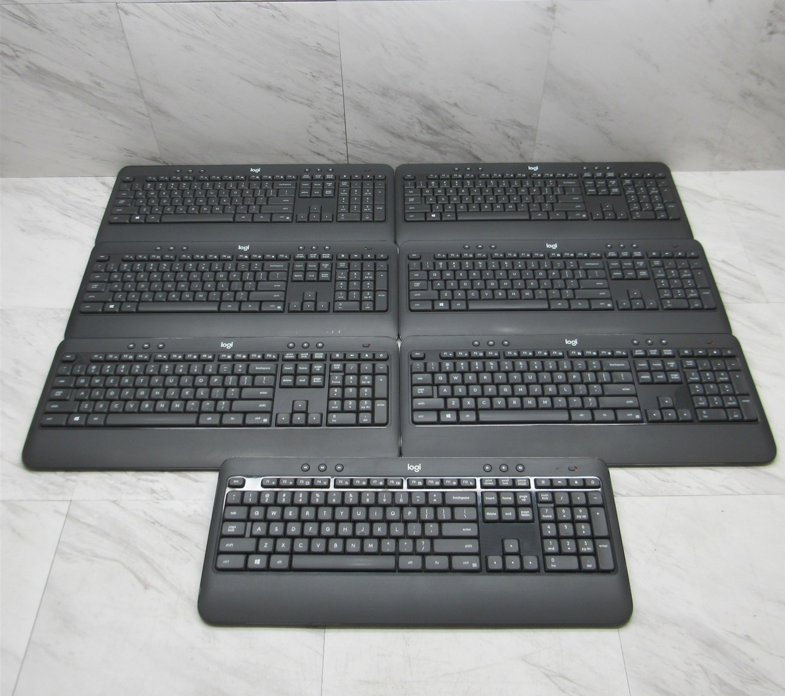 7 LOT - Logitech K540 Keyboards w/ USB Unifying Receiver Dongle 820-010990