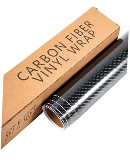 3D Carbon Fiber Car Vinyl Wrap Roll, Durable Easy 10ft x 5ft Carbon Fiber Black