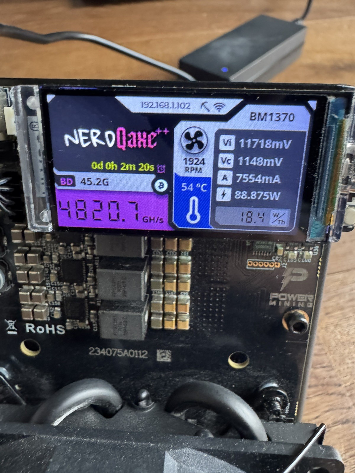 NerdQaxe++ Rev 5.1 6TH/s Air-Cooled Bitcoin Miner Solo Mining SHA-256 In The UK