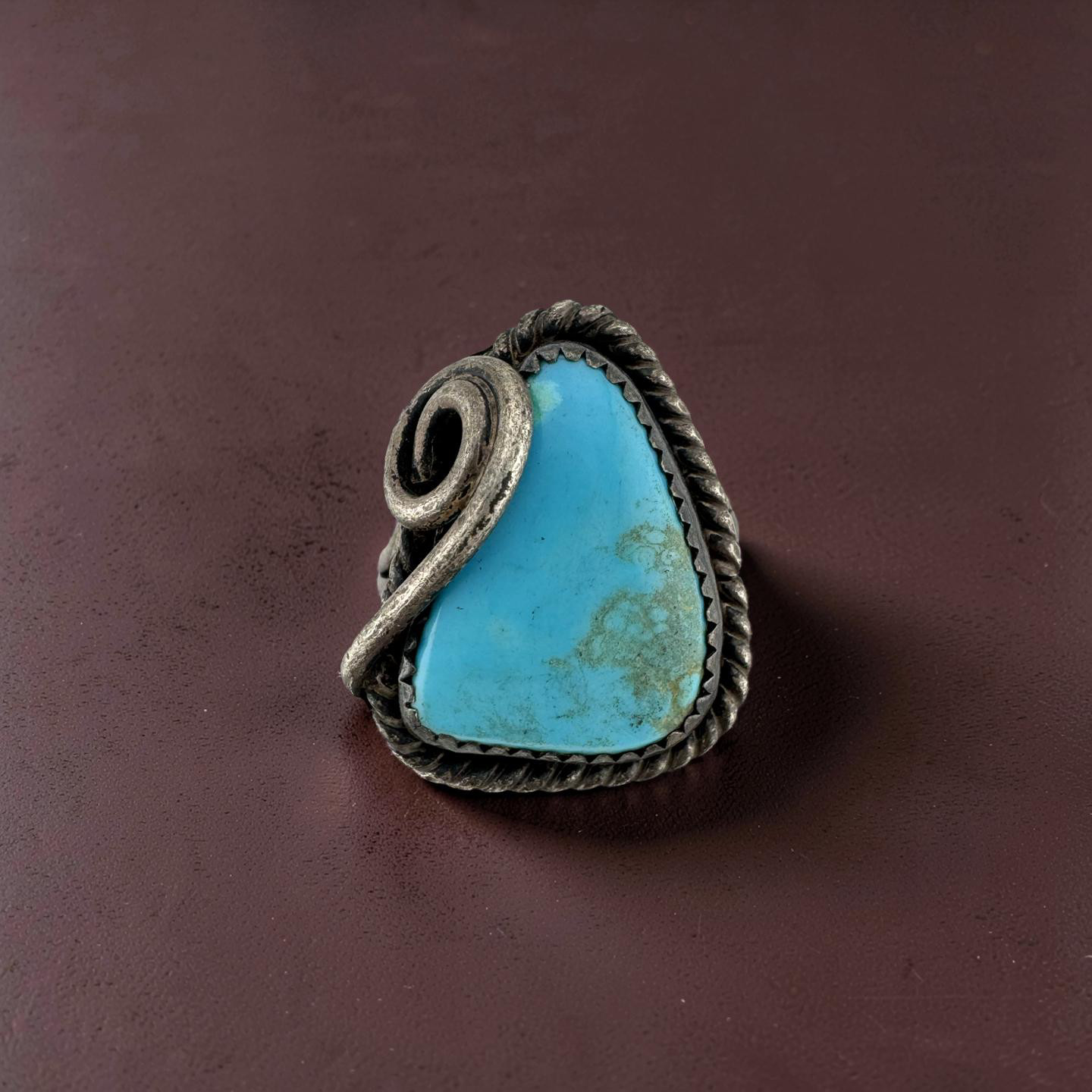 Vintage Sterling Silver Southwestern Turquoise Handmade Ring Size 8