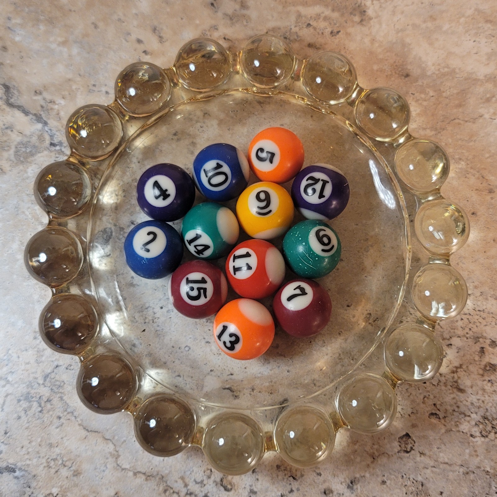 VINTAGE MINIATURE BILLARD BOWLS - 12 MINI 1" BILLARD BALLS