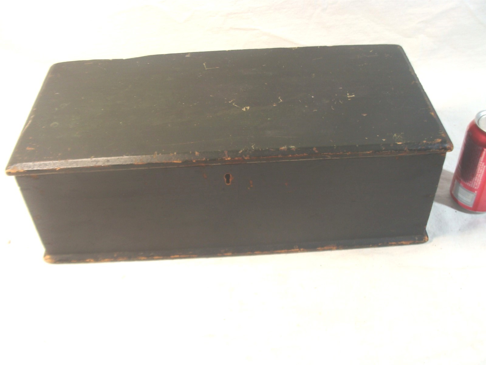 Antique 18C Folk Art Green Painted Covered Document Box