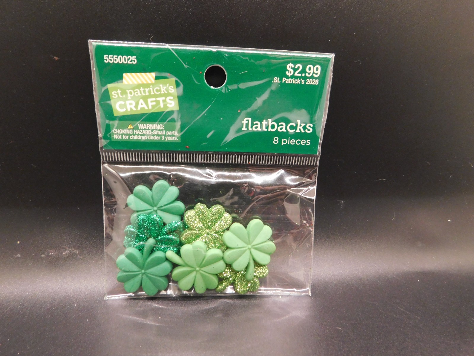St Patrick's crafts Four Leaf Clover Flatback Embellishments 8 pieces