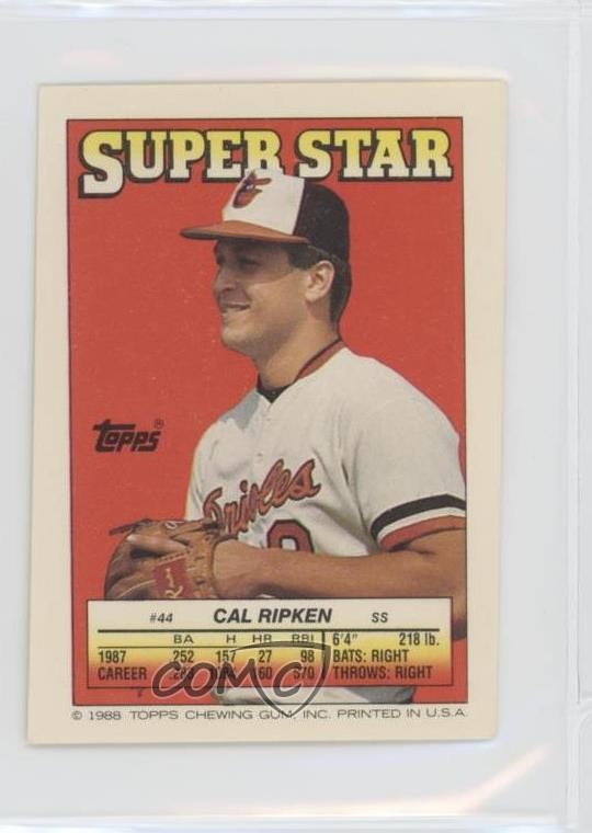 1988 Super Star Sticker Back Cards ( 294) Cal Ripken Jr Willie Randolph HOF 0b5