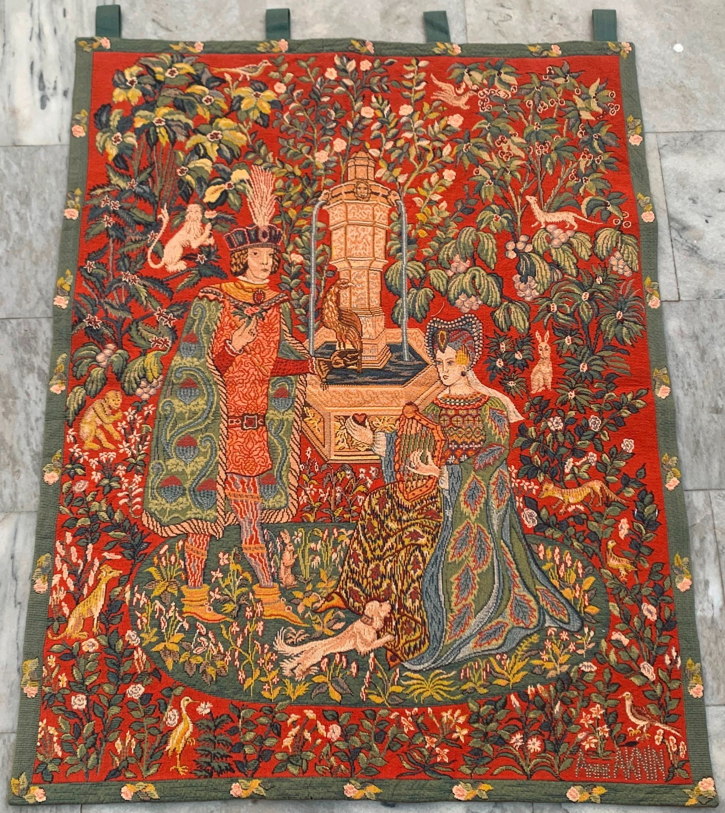 Vintage French Tapestry Medieval Pictorial Wall Decor Tapestry 3x4 ft Free Ship