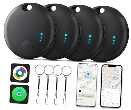Air Tracker Tag for Android or iOS, Dual System Air Tracker-4 Pack, Black