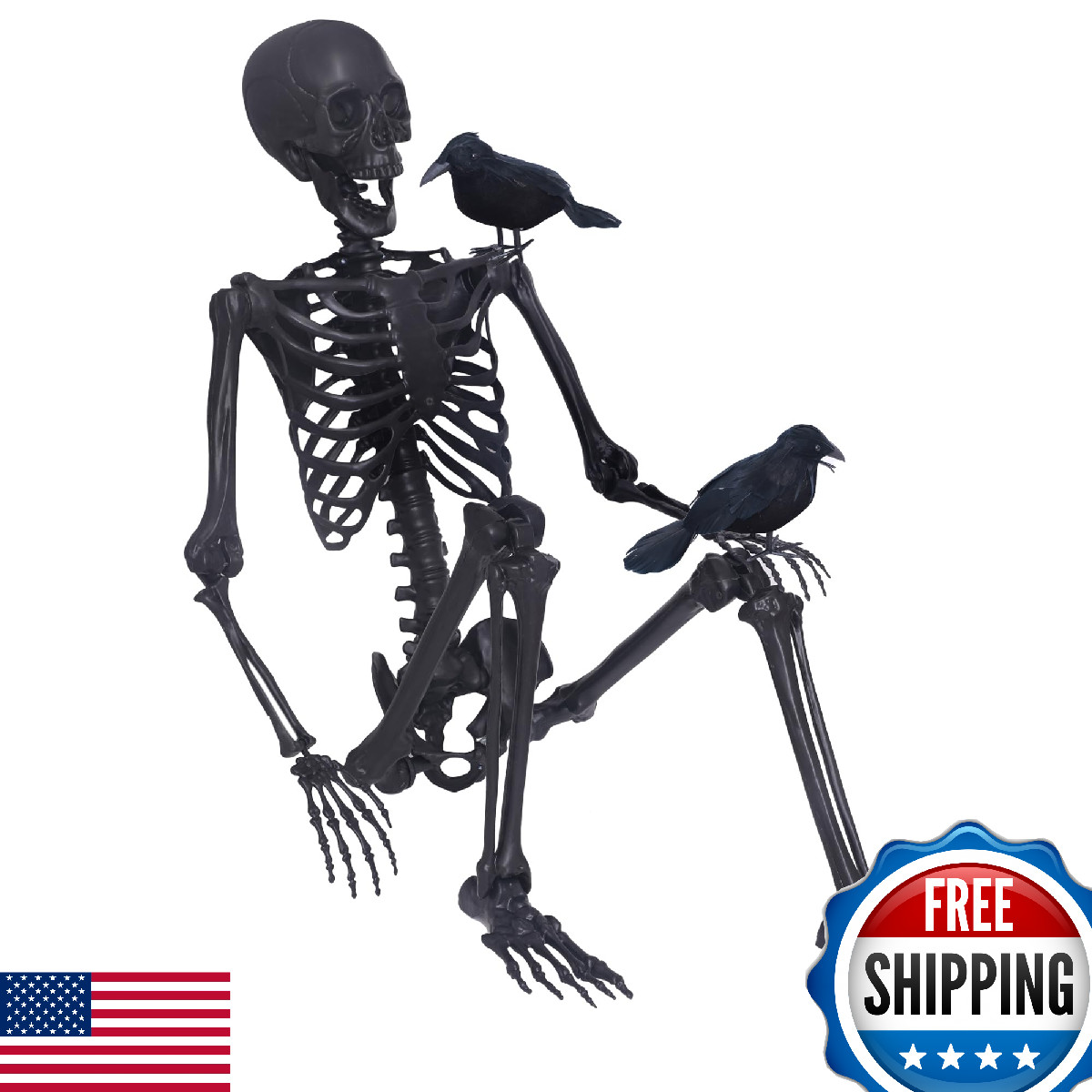 5.4Ft Posable Full Size Halloween Skeleton, Movable Joints, Lifelike Decor
