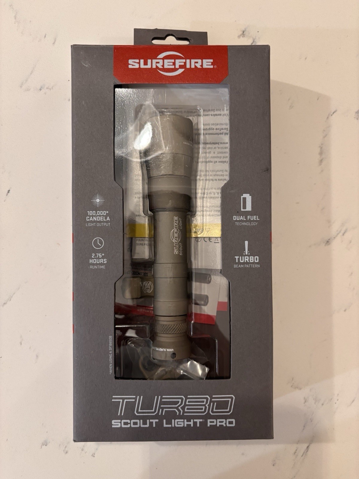 Surfire M640 Duel Fuel Turbo Tan Pro Led Tactical Flashlight