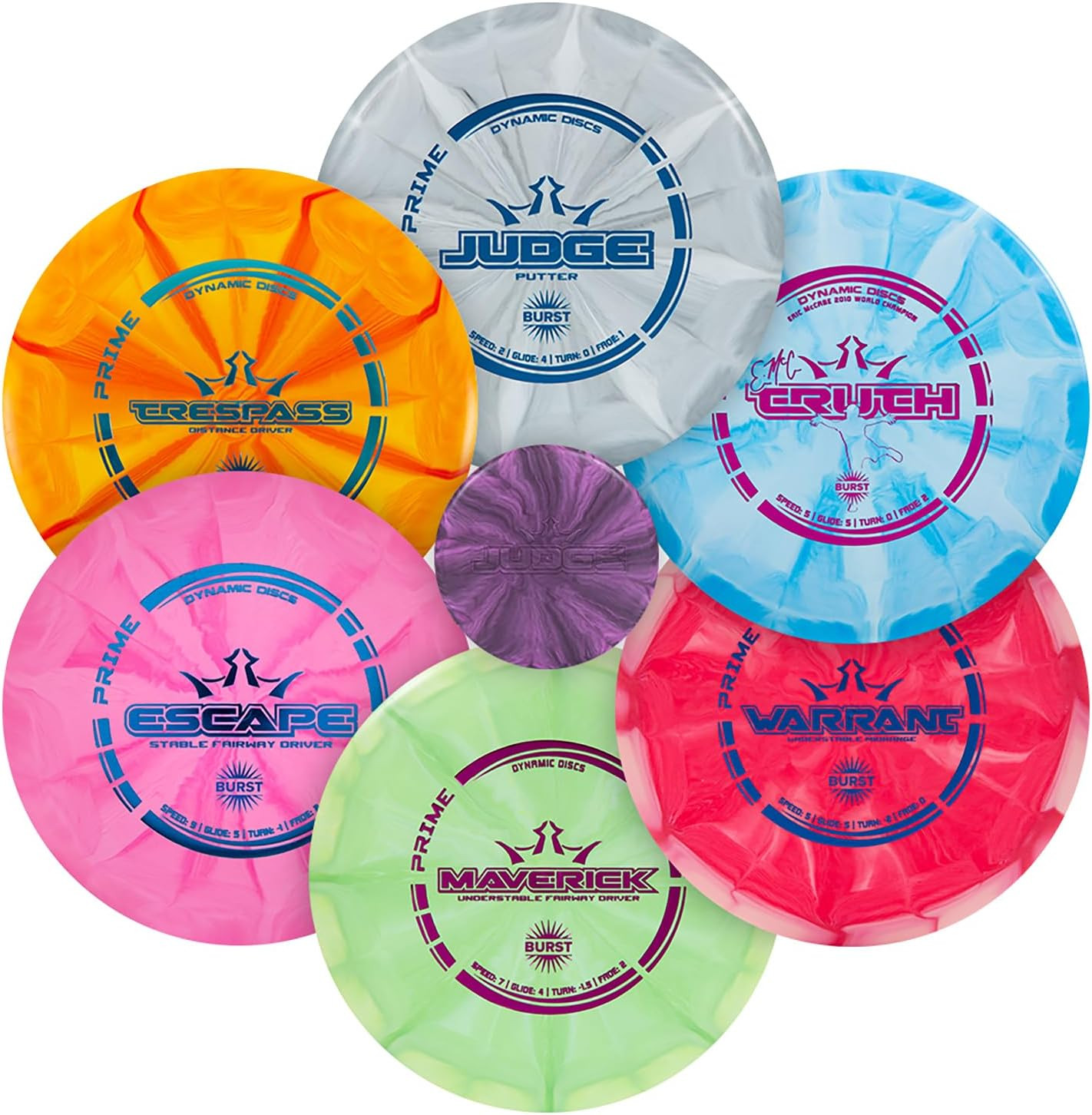 Dynamic Discs Prime Burst 6 Disc Golf Set | Includes Putter, 2X Midrange, 2X Fai