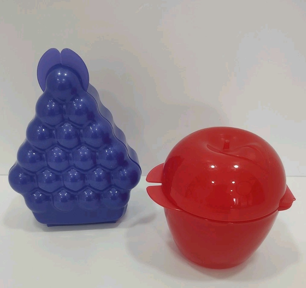 TUPPERWARE Apple Grape Fruit Keepers Lunch Box Snack Containers EUC