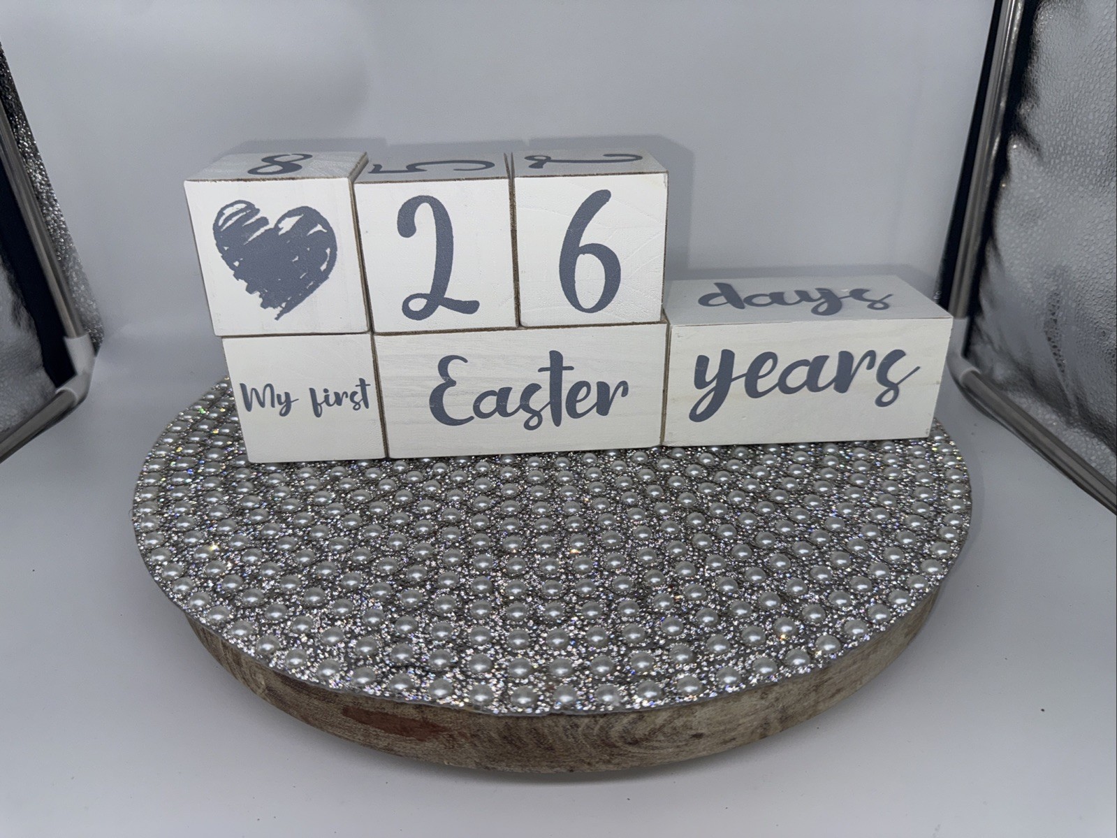 Wooden Milestone & Holiday Blocks Set, Beige Gray, Stackable, Unisex