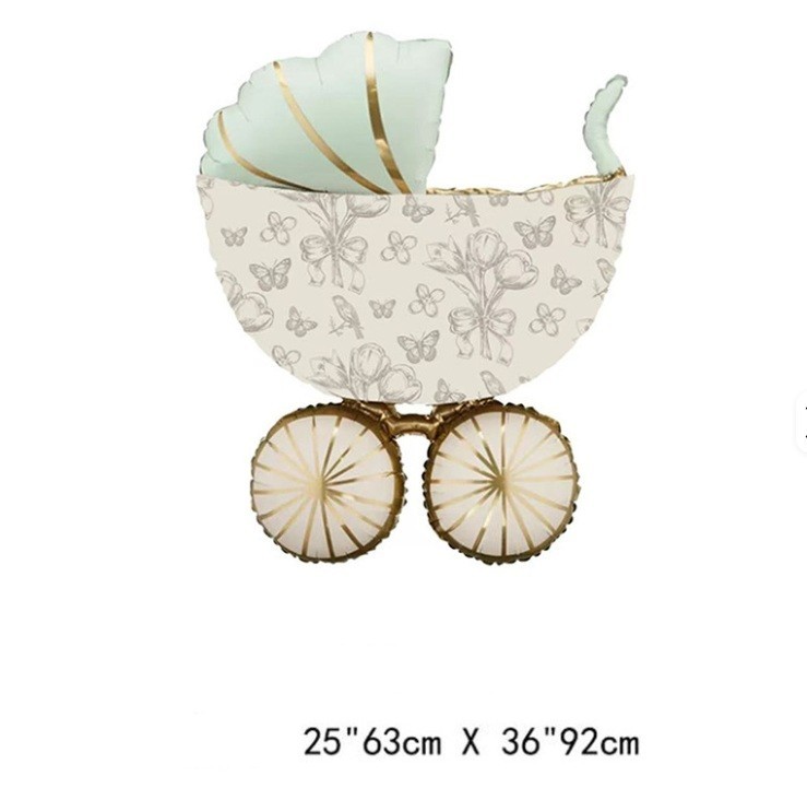 Vintage Baby Carriage Balloon Large Foil Newborn Baby Shower Gender Reveal GREEN