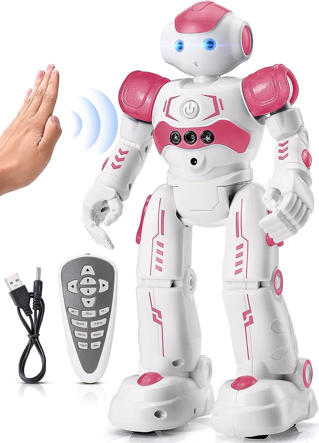 Remote Control Robot Toy for Kids Age 3-8, Gesture Sensing, Pink