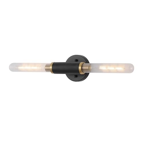 Modern Wall Sconces 24" Knurled Texture Gold Black Knurled Texture/Clear