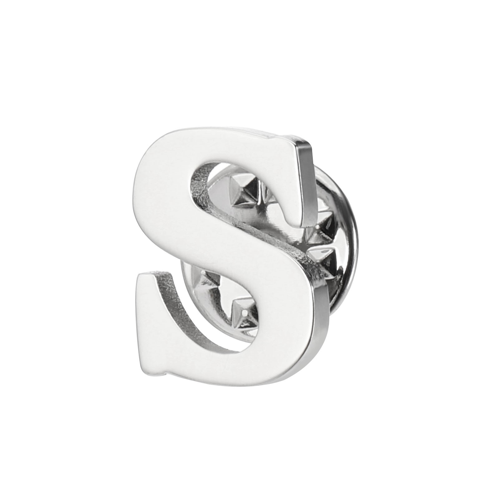 Letter Lapel Pins, Initial Alphabet Collar Pins, Silver Tone, Letter S