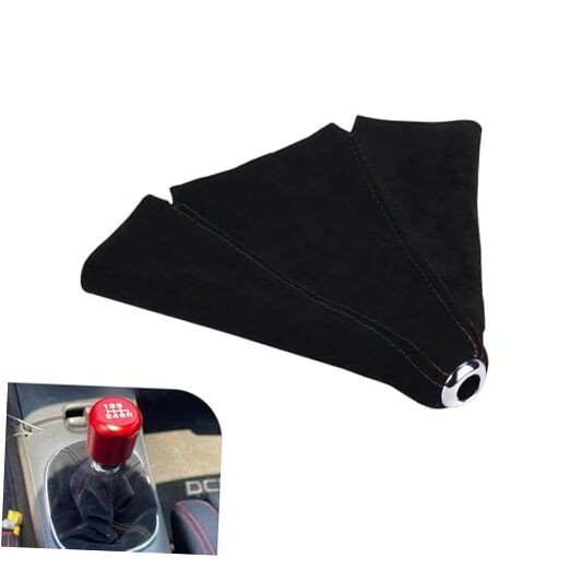 Car Shift Boot Cover, Suede Leather Auto Gear Shift Knob Boot Protection Black